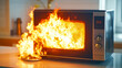 © Dinara - Domestic electrical fire in a microwave oven in the kitchens