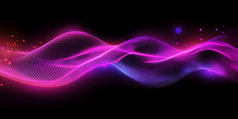 Wall Mural - abstract purple wave on a black background. neon translucent wave. transfusion of light. abstract ba