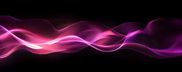 Wall Mural - abstract purple wave on a black background. neon translucent wave. transfusion of light. abstract ba
