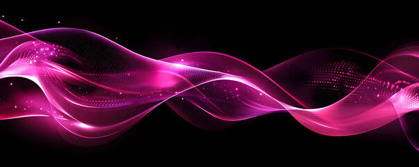 Wall Mural - abstract purple wave on a black background. neon translucent wave. transfusion of light. abstract ba