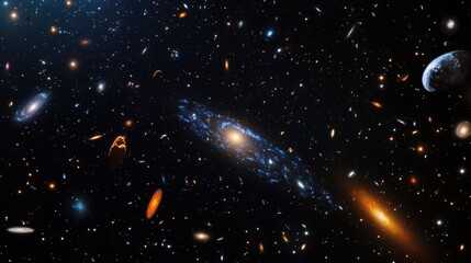 Wall Mural - countless galaxies and celestial bodies fill the dark space, revealing the intricate structure and a