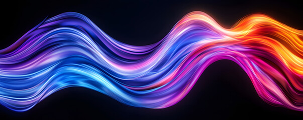 Wall Mural - abstract multi-colored wave on a black background. neon translucent wave of bright colors. abstract 