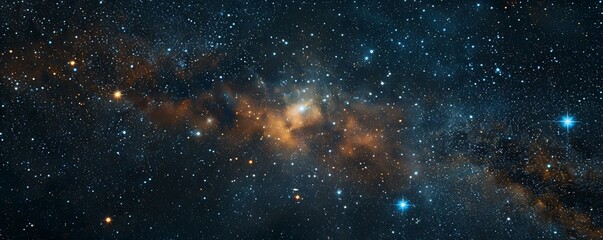 Wall Mural - a starry sky with a large orange cloud in the middle