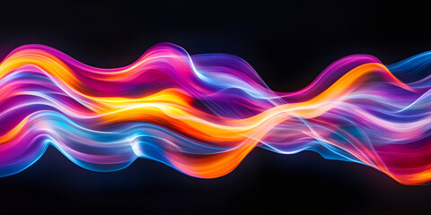 Wall Mural - abstract multi-colored wave on a black background. neon translucent wave of bright colors. abstract 