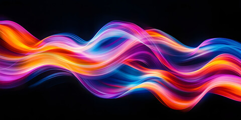 Wall Mural - abstract multi-colored wave on a black background. neon translucent wave of bright colors. abstract 