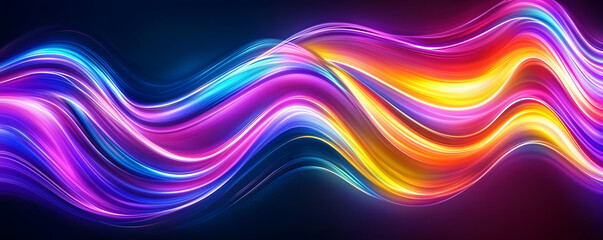 Wall Mural - abstract multi-colored wave on a black background. neon translucent wave of bright colors. abstract 