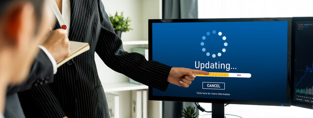 Wall Mural - software update on computer for brisk version of device software upgrade