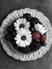 Wall Mural - Plate of mixed berries