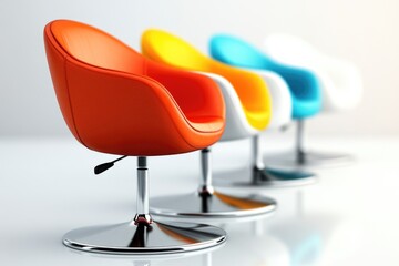 Wall Mural - A row of colorful chairs sitting next to each other