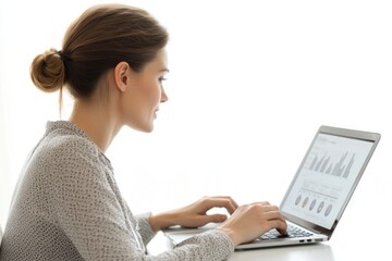 Wall Mural - A person typing away on their laptop at a desk, possibly for work or personal projects