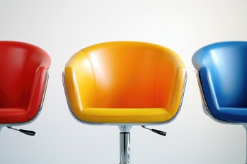 Row of colorful chairs sitting side by side