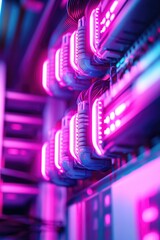 Wall Mural - A close-up view of a light racking system with multiple lights on a rack