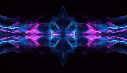Wall Mural - abstract blue pink light waves flow, dark background, digital art, website banner