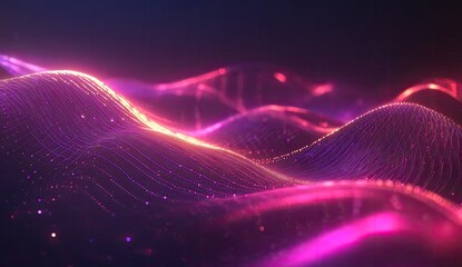 Wall Mural - abstract glowing digital waves, dark background, technology concept