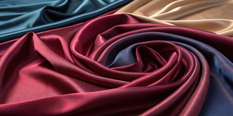 Canvas Print - Luxurious Draped Textiles in Rich Colors Featuring Shiny and Smooth Surfaces