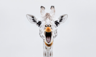 Captivating Giraffe Portrait: A Joyful Moment Captured, Showcasing the Unique Expressions and Features of This Majestic Animal in a Stunning Close-up