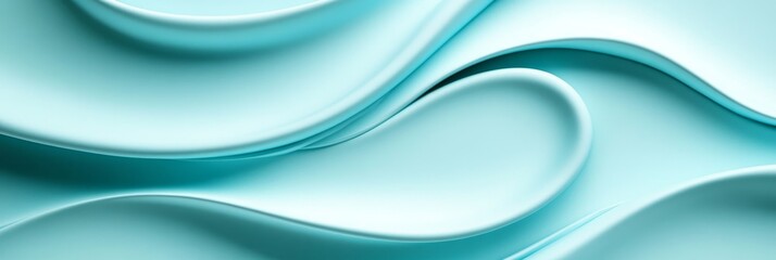 Wall Mural - seamless pastel aqua, 3d low profile style, delicate gentle light wave texture background