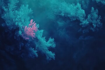 Wall Mural - Abstract teal formations stand out with one vivid pink element