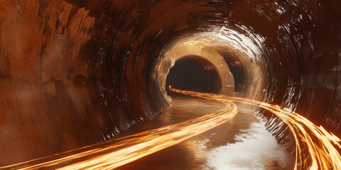 A hyper-realistic depiction of a wormhole tunnel, with streaks of light bending and warping as it pierces through dimensions.