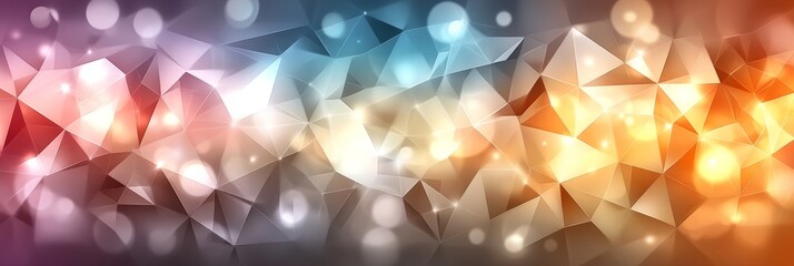 Wall Mural - abstract geometric background with warm and cool tones, triangular shapes, and soft bokeh effects
