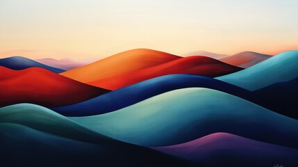 Wall Mural - a serene mountain range bathed in the golden hues of sunset against a backdrop of cerulean blue sky