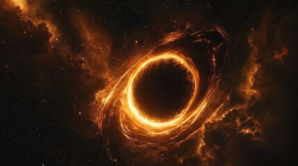 Wall Mural - a black hole is depicted at the center, surrounded by luminous gases swirling in vibrant colors. sta