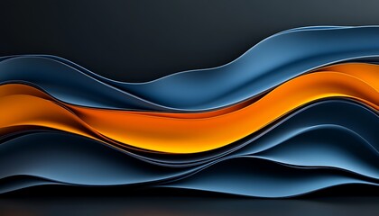 Wall Mural - Abstract layered waves, dark background, vibrant colors, dynamic design