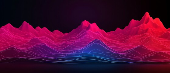 Canvas Print - Abstract Neon Mountainscapes