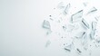 © OZTOCOOL - Shattered Glass Pieces on a Clean White Surface with Sharp Edges