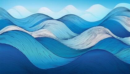 Wall Mural - blue sea waves background  illustration