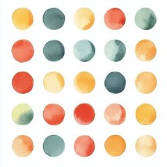 Wall Mural - A lively assortment of watercolor forms like shapes, blobs, and circles, isolated on white, suited for artistic projects