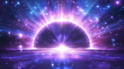 Wall Mural - Cosmic burst of light with stars, surreal space background