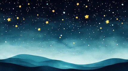 Wall Mural - a stunning depiction of a star-filled night sky set against a majestic backdrop of towering mountain
