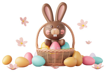 Wall Mural - PNG Chocolate bunny eggs easter pastel.