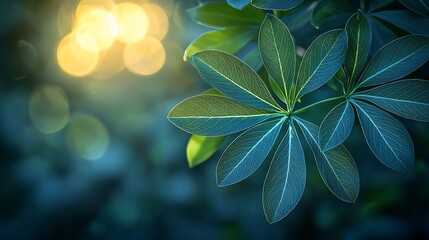 Canvas Print - Lush green leaves, sunlight bokeh, nature background, eco-friendly design