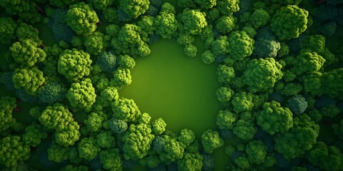 Canvas Print - Forest Canopy Clearing Aerial View