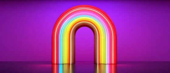 Wall Mural - Neon Rainbow Arch in Purple Studio