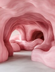 Poster - Pink Cave-like Corridor, Interior Design, Abstract, Soft Curves