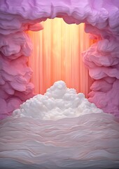 Wall Mural - Pink Cloud Tunnel, Sunlight, Abstract, Interior Design