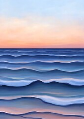 Canvas Print - Serene sunset ocean waves, tranquil seascape, soft colors