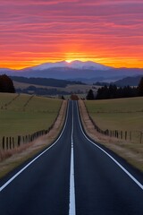 Canvas Print - Sunrise highway through rural landscape