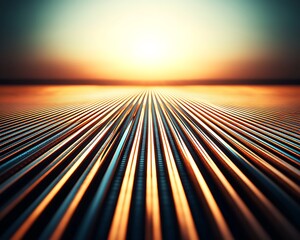 Canvas Print - Sunset Metal Runway Perspective