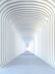 Wall Mural - White Architectural Tunnel, Leading to Light,  Perspective