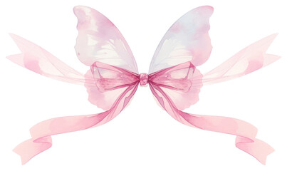 Wall Mural - PNG Coquette butterfly divider illustration watercolor ribbon.