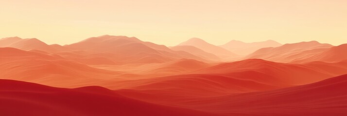 Leinwandbilder - Vast open landscape during sunset with layered red and orange mountains in the horizon. Generative AI