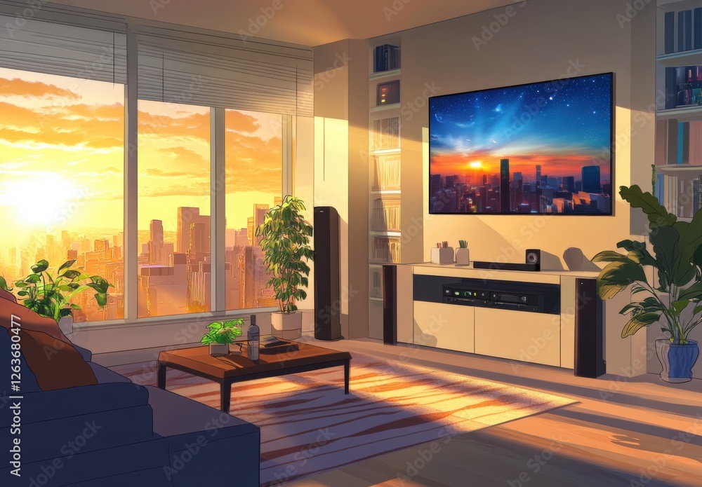 animated virtual backgrounds, stream overlay loop, living room interior ...