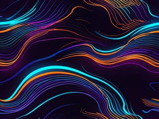 Canvas Print - Abstract Neon Waveforms: Vibrant Digital Art