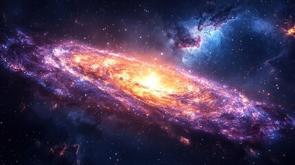 Wall Mural - exploring the mysteries of a celestial galaxy outer space digital art cosmic environment wide angle 