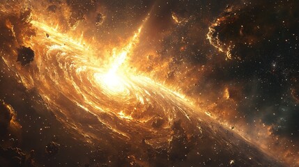 Wall Mural - cosmic explosion of a distant galaxy outer space digital art celestial environment vibrant viewpoint