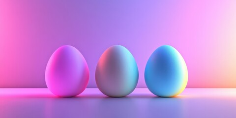 Wall Mural - Colorful eggs arranged in a vibrant display under soft lighting at an art studio setting